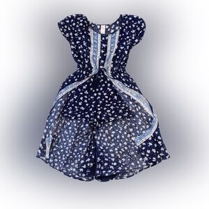 Justice Girls Navy Floral Romper Dress Size 12